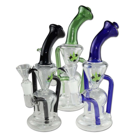 Bubbler in vetro RECYCLE 19,5cm - Black Leaf