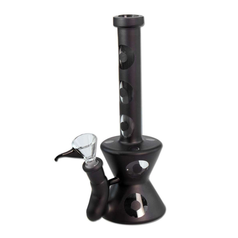 Bong in Vetro Nero Opaco 21cm - Black Leaf