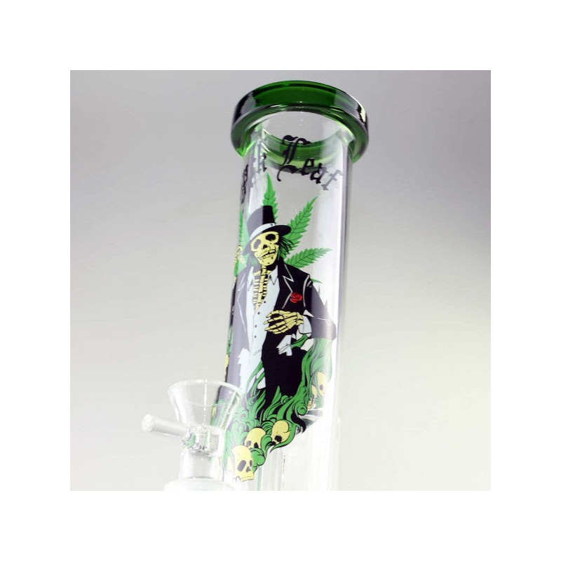 Bong in Vetro HEMPMASTER  32,5cm - Black Leaf