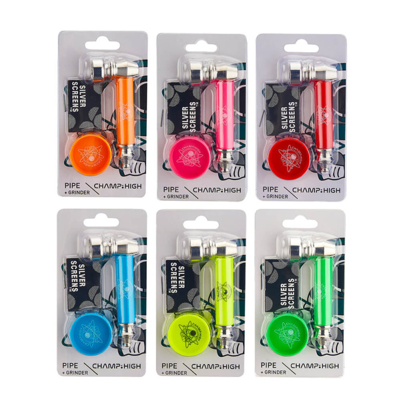 KIT Mini Pipa Metallo + Grinder - Champ High