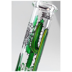 Ice Bong in Vetro Cactus Hand Painted Flask 32cm - Black Leaf