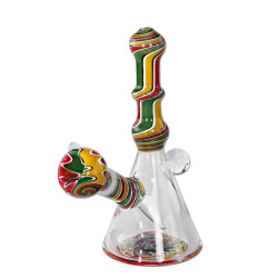 Mini Bong in Vetro Slit Diffuser Rasta 18cm - Black Leaf