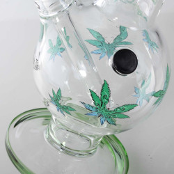 Ice Bong in Vetro Leaffly Bent 35cm - Black Leaf