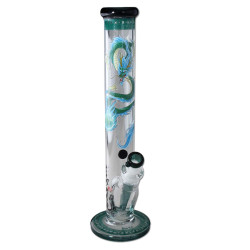 Bong in Vetro Cylinder Qinglong Chinese Dragon 40cm - Black Leaf
