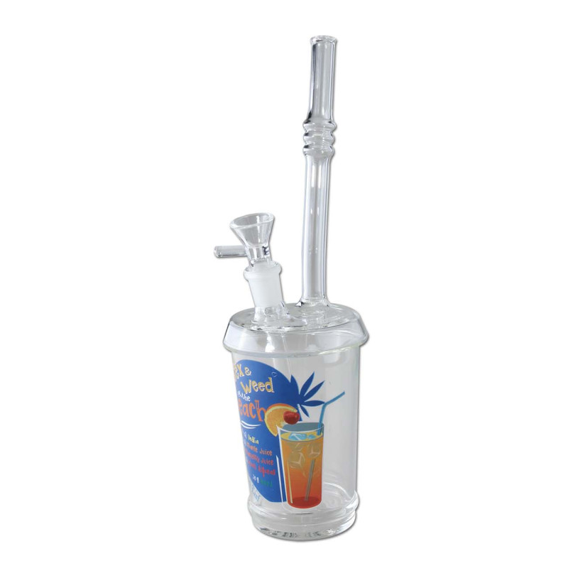 Bong in Vetro Cup Sex+Weed 28cm - Black Leaf