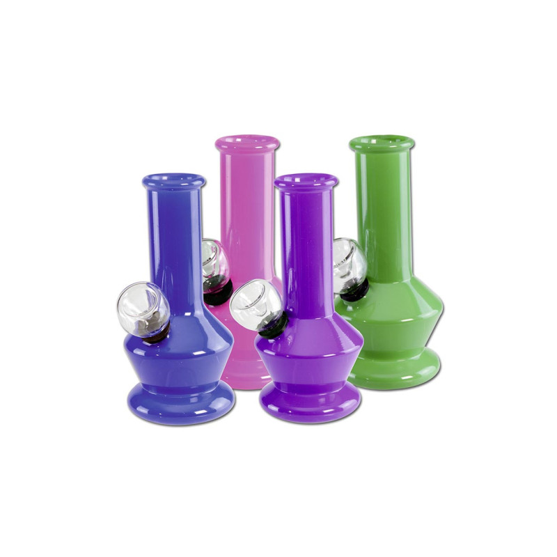 Mini Bong in Vetro Colorato 13cm - Black Leaf