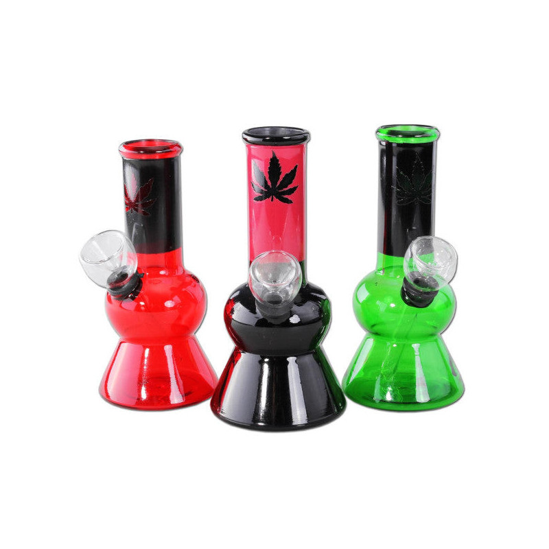 Mini Bong in Vetro con Foglia 13cm - Black Leaf
