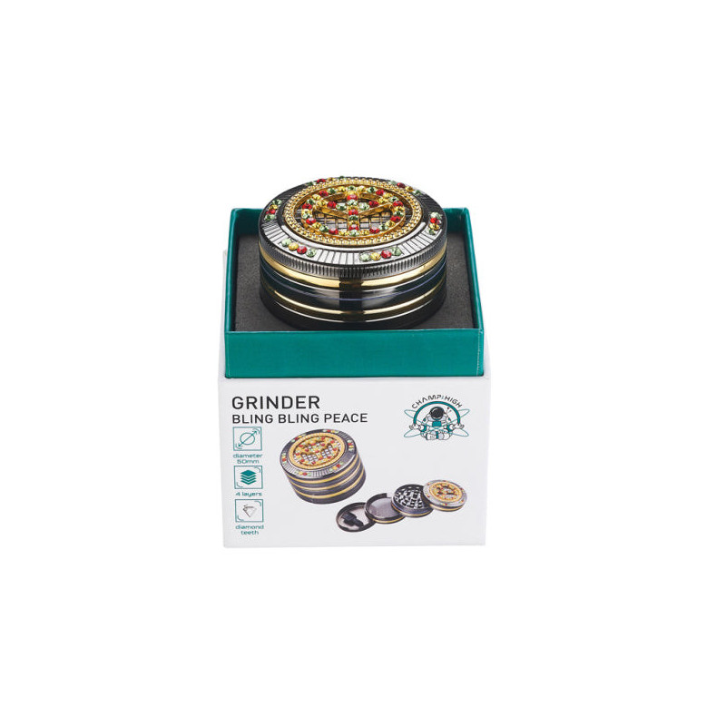 Grinder Bling Bling Rasta Peace 50mm 4 Livelli - Champ High