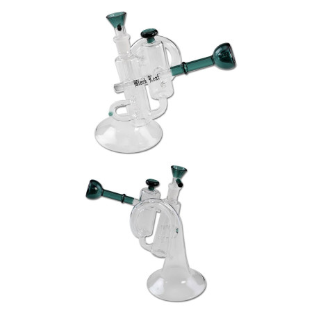 Bong in Vetro Tromba 20cm - Black Leaf