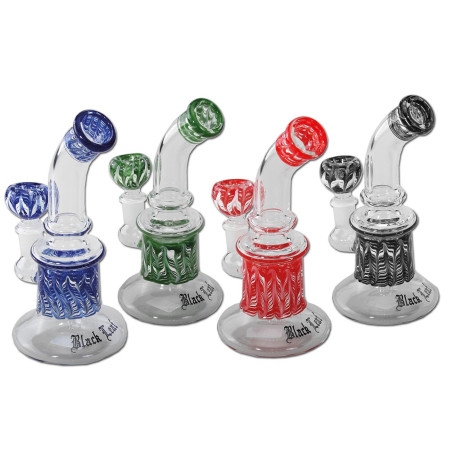 Bong in Vetro Bubbler 17cm - Black Leaf