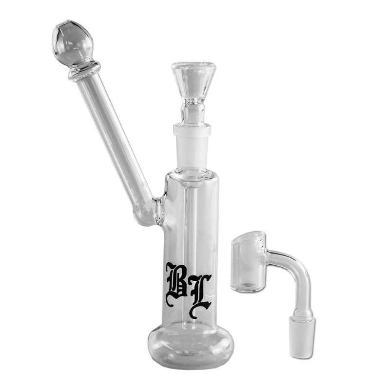 Mini Bong in Vetro con Dabber 19cm - Black Leaf